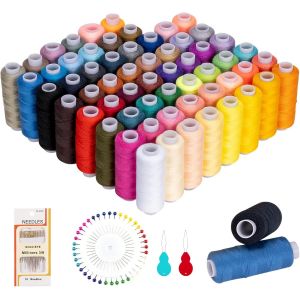 Mevronisshop-Fil &Agrave; Coudre 60 Couleurs Pour Machine &Agrave; Coudre 250 Yard/Rouleaux, 100% Polyester, Fil &Agrave; Coudre Avec Aiguilles, Enfile-Aiguille Et &Eacute;pingles - Neuf