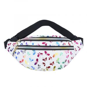 Sac banane holographique blanc pour femme, sac banane de ville en cuir PU imperméable, sac banane réglable avec porte-clés pour filles, voyage, randonnée, camping, activités de plein air - Neuf