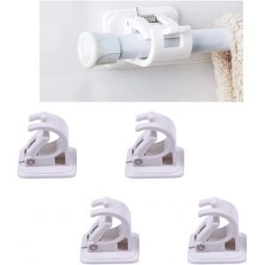 Crochets de rideaux autocollants, 4 pièces, support de tringle à rideaux, sans perçage, crochets muraux autocollants, porte-serviettes, supports muraux, fixations de tringle à rideaux sans perçage, - Neuf