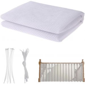 Filet De S&eacute;curit&eacute; Pour Enfants,Filet Securite Escalier,B&eacute;b&eacute;s Filet De Protection Pour Escalier,Balcon Et Cl&ocirc;ture,Filet De Protection Enfant,Pour Enfants,Chat,Jouets,300 X 90 Cm,Blanc - Neuf