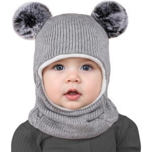 Kalanka-Bonnet Cagoule Chaud D'hiver Pour B&eacute;b&eacute; Enfant, B&eacute;b&eacute; Chapeau D'hiver Avec Doublure En Polaire Chaud Cache Oreilles Pour Filles En Bas &Acirc;ge Et Gar&ccedil;ons De 2 &Agrave; 7 Ans - Neuf