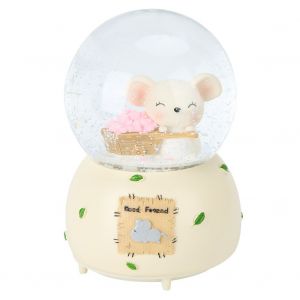 HJLIAN Jolie boite a musique en cristal avec souris de dessin anime, decoration pour la maison, cadeau de Saint-Valentin, Nouvel An, souris avec chariot - Neuf