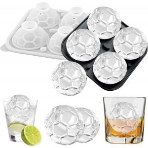 Kal-Moule À Glaçons Boule, Bac À Glaçon En Silicone, Grandes Boules À Glaçons, Réutilisable Bac A Glacons Avec Couvercle, Moule À Glaçons Sphérique Pour Cocktails, Whisky, Jus (Football) - Neuf