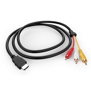 Câble HDMI vers 3RCA,adaptateur de connecteur de câble AV HDMI mâle de 5 pieds/1,5 m vers audio vidéo 3-RCA - Neuf