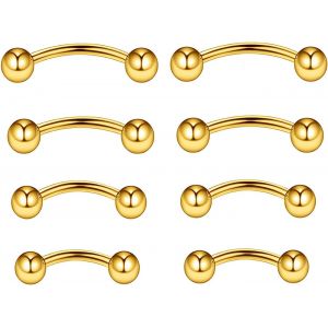 Nbgcm-1.0mm/1.2/1.6mm Implant Grade Titane Courbé Barbell Banane Rook Avant Helix Sourcils Anneaux Vertical Labret Piercing - Neuf