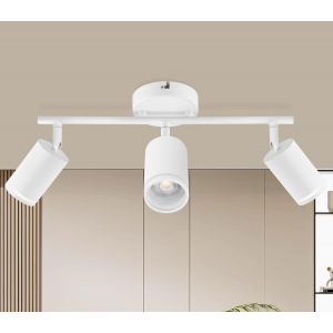 Plafonnier 3 Spots Led Orientable, Spots De Plafond Gu10, Plafonnier Spot Blanc, Luminaire Spot Rampe Spot, Applique Spot Pour Cuisine, Salon, Chambre (Sans Ampoule) - Neuf