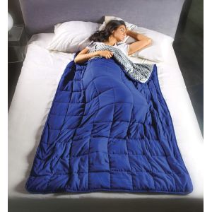 Couverture Lest&eacute;e Calmya 10,5 Kg, Polyester, Gris, Bleu, Taille Unique - Neuf