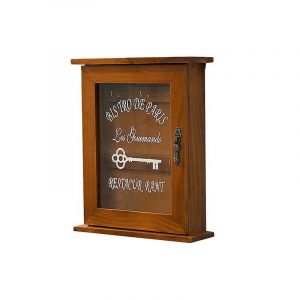 Boîte à clés en bois Spotact, armoire à clés murale rétro avec porte magnétique, rangement en bois massif - Neuf