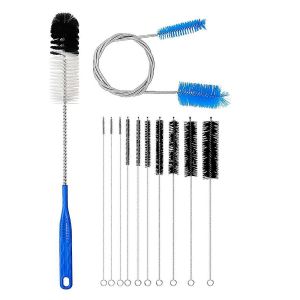 12Pcs tube de verre cure-pipe kit de brosse,longue brosse à paille en nylon - Neuf