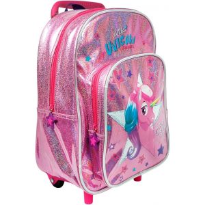 CHECARZHN--NO1-Sac À Dos Roulette Pour Fillette 2/5 Ans - Cartable Petit Avec Roues Et Paillettes Roses Enfant Pour École Maternelle Avec Grande Poche - 36X26X15 Cm (Licorne) - Neuf