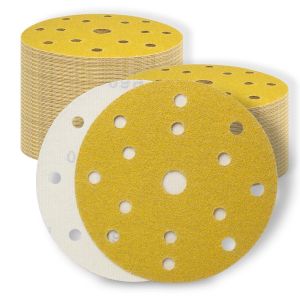 150mm Disque Abrasif 15 Trous Grain 60 Crochet et Boucle Disques de Ponçage 30 Pièces pour Ponceuses Orbitales Rondes et Aléatoires - pour le Bois le Métal et la Peinture - Neuf