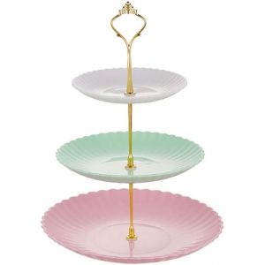 Stand De Gâteaux,Présentoir À Gâteaux Pour Tea Party,Présentoir À Gâteaux Multicolore,Présentoir À Cupcakes,Support À Cupcakes En Plastique,Pour Un Goûter,Un Anniversaire,Un Mariage(Multicolore) - Neuf