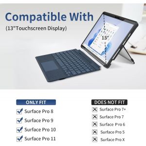 Coque pour Microsoft Surface Pro 11/Surface Pro 10/Surface Pro 9/Surface Pro 8 13"",avec Housse de Support,dragonne,&eacute;tui Robuste Tout-en-Un Compatible avec Les claviers Type Cover-Bleu - Neuf
