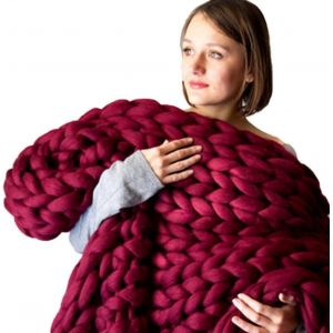(80X100, Rouge vin) Plaid en tricot épais Plaid en tricot épais Plaid en tricot Couverture de canapé en laine grossière tissée à la main Plaid en laine épaisse Plaid - Neuf