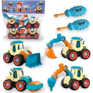 KAJGL-Voiture Bébé 1 2 3 Ans Garcon Filles,Tracteur Jouet Engins De Chantier Pour Enfant Bebe,4 En 1 Diy Véhicules De Construction,Jouet De Sable Jouet Camion Démonter Et Assembler Jouet - Neuf