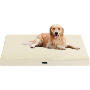 Lit Orthopédique Pour Chien De 10 Cm D'épaisseur - Pour Chiens De Taille Moyenne Et Grands Chiens - Tapis Amovible Et Lavable - Dessous Antidérapant - Doublure Imperméable - 112 Cm - Beige - Neuf