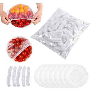 MEVRONISSHOP-300 Pièces Charlotte Alimentaire Reutilisable,charlotte alimentaire,film alimentaire reutilisable,couvre plat reutilisable,Élastiques Sacs de Conservation Frais,pour Garder Les Aliments - Neuf