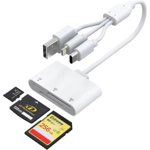 3 in 1 Multi Memory Card Reader USB C SD Card Reader for SD XD Micro SD TF Card Reader Adapter for iPhone/iPad/MacBook/PC Micro SD Adapter for Windows/Mac OS/Android/Linux/Chrome OS - Neuf