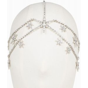 Kal-Chaîne De Tête Étoile Strass, Bijoux De Tête Argentés, Coiffe De Mariée, Bandeaux De Mariage, Chaîne, Festival, Bal De Promo, Accessoires De Cheveux Pour Femmes Et Filles. - Neuf