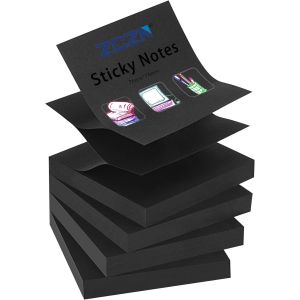 Eryi-Z-Notes, 4 Blocs Sticky Notes Noir, Notes Autocollants 76 X 76 Mm, 100 Feuilles Par Bloc - Feuillets Autocollants De 400 Feuilles - Neuf
