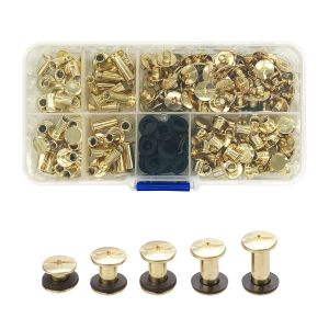 Lot De 80 Vis Chicago De 5/8/10/12/15 Mm,Kit De Vis De Reliure Chicago À Tête Cruciforme Pour Ceinture En Cuir,Scrapbooking,Reliure,Etc - Neuf