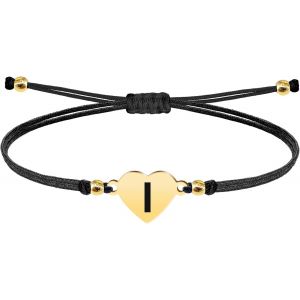 Eryi-- Bracelet Lettre Initiale A - Z En Acier Inoxydable Avec Fil Ciré, Bracelet Femme Ou Homme, Bracelet Coeur Avec Lettre Gravée, Cadeau Pour Mère, Fille, Amie, Petite Amie - Neuf