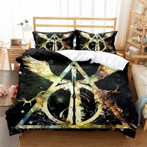 Housse De Couette 200x200 Parure De Lit Queen Size Parure De Lit 2 Personnes Avec Magic Harry Potter Parure De Lit En Microfibre Avec 2 Taies D'oreiller, Hp - Neuf