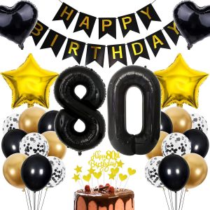 SJZG-Decoration 80E Anniversaire Homme Gateau Decoration 80 Anniversaire Femme Homme Decoration Cadeau Pour 80E Anniversaire Homme Or Rose Anniversaire 80 Homme 80 Ans Anniversaire Decoration Ballon - Neuf