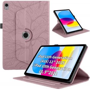 Coque pour iPad (A16) 11th Generation 11 Pouces 2025/ iPad 10th Generation 2022 10.9 Pouces 2022 Etui Premium Cuir PU Rotatif &agrave; 360 Antichoc Degr&eacute;s Flip Case Cover Fonction Support Housse - Rose Gold - Neuf