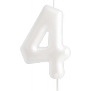Eryi-Bougie D'anniversaire En Forme De Chiffre 4 - Blanc Macaron - Bougies D'anniversaire « Happy 4 » - Décorations De Gâteau Blanches Pour Filles - Décorations De Fête D'anniversaire Pastel Pour - Neuf