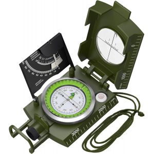 Boussole De Randonnée Militaire Professionnelle Camouflage Avec Clinomètre, Boussole De Visée En Métal, Boussole De Navigation Avec Sac De Transport Pour Camping, Randonnée, Géologie - Neuf