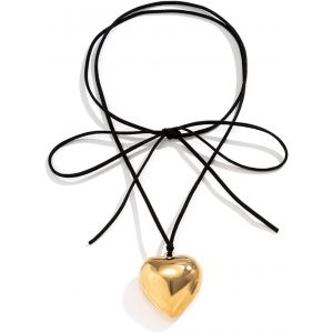Kal-Collier Ras De Cou Femme Collier Ras De Cou Noir Grand Pendentif Coeur Collier Velours Coeur Collier Gothique Collier Ras Du Cou Réglable En Velours Cadeaux De Carnaval Pour Filles Et Femmes - Neuf
