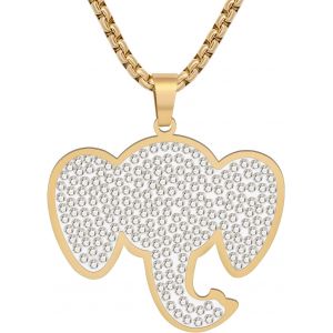 Kal-Pendentif Collier &Eacute;l&eacute;phant En Acier Inoxydable Cute El&eacute;phant Bijoux Cadeaux Pour Femme Filles El&eacute;phants Accessoires Stuff Charms - Neuf