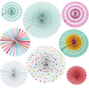 Chicslick-Decoration De Fête, Éventails En Papier Suspendus Ventilateur Rosace Deco Pour Fiesta, Baptême, Mariage, Fête Prénatale, Fête D'anniversaire, Décoration Murale (Multicolore)[X696] - Neuf