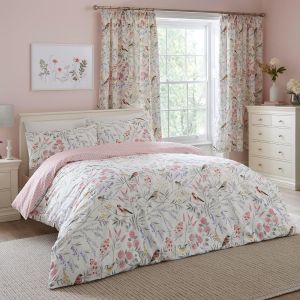 Tianyi-- Housse De Couette &Agrave; Fleurs Et Oiseaux Roses - 230 X 220 Cm - 2 Taies D'oreiller - Motifs R&eacute;versibles - Parure De Lit Florale Vintage Rose - Parure De Lit &Agrave; Fleurs De Jardin - Neuf