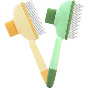 Jgd-Lot De 2 Peignes Anti-Puces Auto-Nettoyants Pour Chiens Et Chats (Vert + Jaune) - Neuf