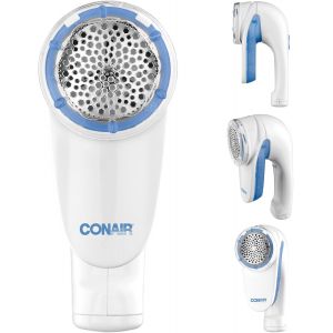 MEVRONISSHOP-CLS1XE &Eacute;liminateur de Peluches, Rasoir Anti-Bouloches &agrave; Piles pour V&ecirc;tements et Tissus, Poign&eacute;e Ergonomique, T&ecirc;te Large, Blanc-Bleu - Neuf