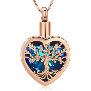Tianyi-Colliers Urne Funéraire En Forme De Coeur Pour Les Cendres Pour Femmes Bijoux Fleur Mémorial Mini Keepsake Cendres Pendentif Creux - Neuf