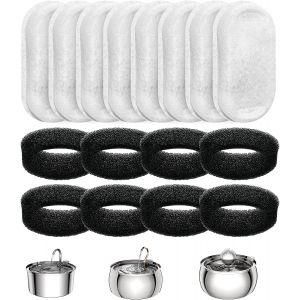 Filtres Pour Fontaine &Agrave; Eau Pour Chat, Filtre De Remplacement Comprenant Un Filtre &Agrave; Charbon 8 Pi&egrave;ces Et Une &Eacute;ponge En Mousse 8 Pi&egrave;ces - Neuf