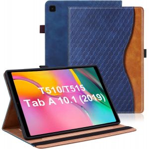 Coque Pour Samsung Galaxy Tab A 10.1 Pouce 2019 Housse Cuir Pu Sm-T510/T515 Etui De Protection Avec Support Fonction Samsung Tab A 10.1 2019 Pochette Case - Bleu Fonc&eacute; - Neuf