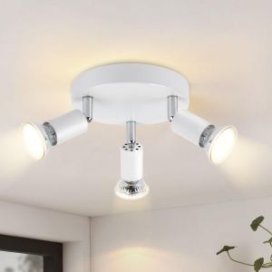 Spot De Plafond Plafonnier Led Gu10 - Lampe De Cuisine 3 Ampoules Lampe De Chambre Ronde Lampe De Couloir Moderne Spots De Plafond 350&deg; Pour Cuisines Couloir Chambre Salon - Sans Ampoule Blanc - Neuf
