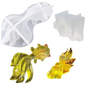 Moules En R&eacute;sine Epoxy, 2 Pcs Koi R&eacute;sine Epoxy Moules, Moule En Resine 3d Ko&iuml; Pour La Maison, Le Bureau, La D&eacute;coration De Bureau - Neuf
