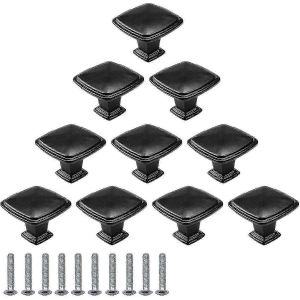 10 pcs noir meuble bouton tirer tiroir boutons de porte armoire carrée tire un seul trou rond boutons de tiroir armoires de cuisine chambre d'enfant (30mm aluminium allo - Neuf