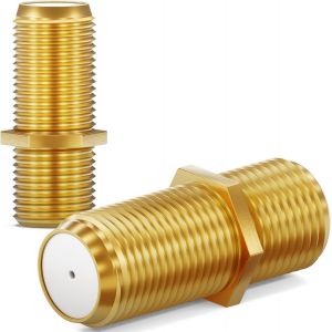 Lot de 2 c&acirc;bles coaxiaux satellites-Connecteur F-Pour c&acirc;ble TV,c&acirc;ble d'antenne satellite,2 prises F-Largeur:plaqu&eacute; or - Neuf