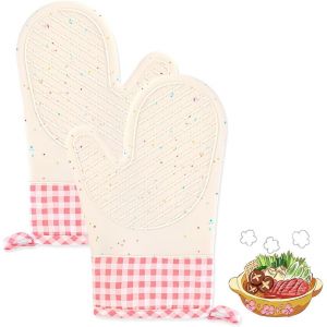 Patb-1 Paire Gants De Four, Gants De Cuisine Coton, Lavable Gant Cuisine Four, Gants De Cuisine Antid&eacute;rapants, Gant Cuisine Anti Chaleur Pour Barbecue, Cuisson - Neuf
