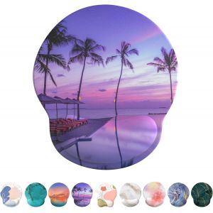 Tapis De Souris Support De Repose-Poignet, Tapis Souris Ergonomique En Gel, Tapis De Souris Frais Pour Gamer, Repose Poignet Souris Avec Base En Pu Antid&eacute;rapant (Cr&eacute;puscule Mauve) - Neuf