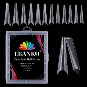 120 Pi&egrave;ces Forme De Diamant Forme Nail Moule Syst&egrave;me &Agrave; Ongle Double Couverture Compl&egrave;te Transparente Faux Ongle Uv Gel Extension D'ongle Conseils Nail Art Manucure Outils, Avec Graduation - Neuf