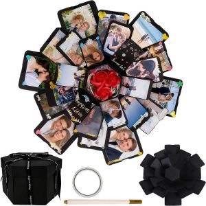 Mevronisshop-Bo&icirc;te Cadeau Cr&eacute;ative Photo, Bo&icirc;te Surprise Explosion Diy, Boite Cadeau Creative, Coffret Explosion Surprise, Pour Anniversaire, Saint-Valentin - Neuf