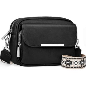 RFCBC-Sac Bandoulière Femme Petit Sacs a Main Femmes en Cuir PU Léger Multi-poches Sacoche avec 12 Fentes Cartes Tendance Pochette Bandoulière Femme avec Large Sangle Réglable - Neuf