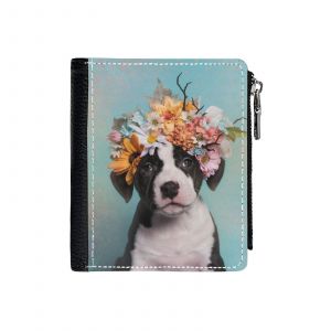 Portefeuille Flower Power, BlackPearl=30 Compact en Simili-Cuir Porte-Cartes Fermeture Éclair Homme Femme Ad - Neuf